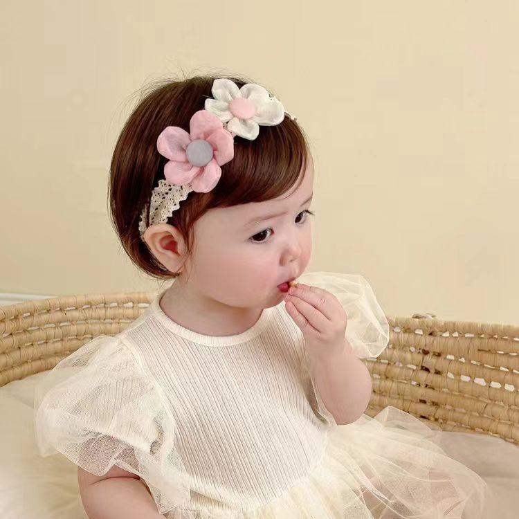波西米亚花朵发饰公主女宝宝婚礼花童礼服夏季花环可调节婴儿发带 - 图1