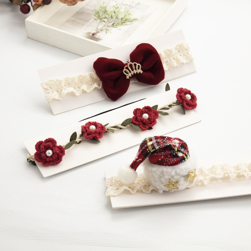 波西米亚花朵发饰公主女宝宝婚礼花童礼服夏季花环可调节婴儿发带 - 图3