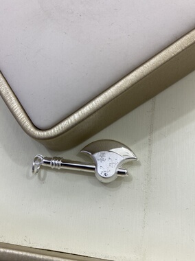 足银99福字斧头银吊坠男纯银银斧子福字男士本命年实心项坠代代福