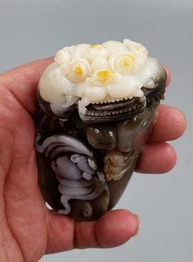 天然玉石如意珠宝把件山料送鉴定