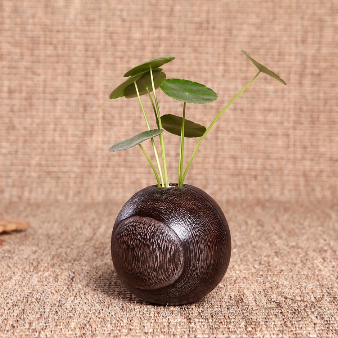 实木迷你日式小花瓶客厅摆件木质花器工艺品干花插花禅意创意装饰