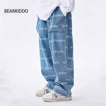 2024 boy jeans day series spring dress new children soft casual long pants CUHK Fairy Ocean Straight Drum Pants Tide