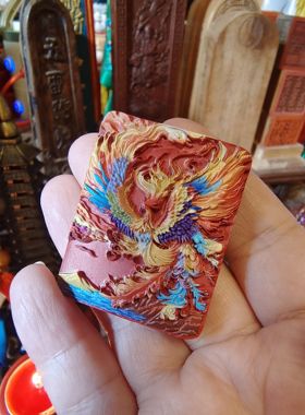 灵缘民俗文创 朱砂彩绘飞天凤凰 三彩凤老师手工制作吊坠挂件