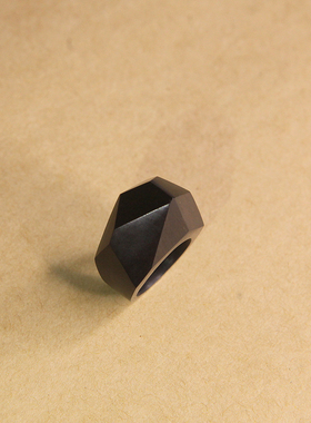 手工木质几何切面原创设计风戒指