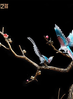 双喜临门喜上眉梢枝头铜摆件客厅喜鹊中式乔迁家居结婚送新人礼