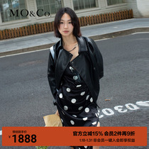 MOCO2023 autumn new products retro double-row buttoned bat sleeves Short Loose Vegan Leather Jacket Jacket MBC3JKT026