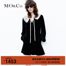 (Live exclusive RMB1282 ) MOCO2023 Autumn new products with mulberry silk velvet high waist to collect waist one-piece dress