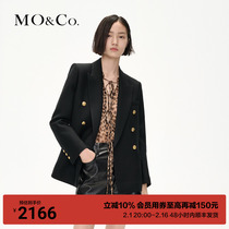 MOCO2023 winter new pint with wool vintage refute collar cushion shoulder profile gold buckle suit jacket MBC4BLA011