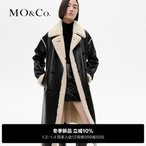 MOCO2023 Winter New Pint Full Plush Neri Rock Vegan Leather Leather leather Locomotive Wind Coat MBC4OVC019