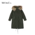 MOCO có thể tháo rời cổ áo lông lớn dài trùm đầu xuống áo khoác dày nữ mùa đông MA174EIN103 Moan - Xuống áo khoác