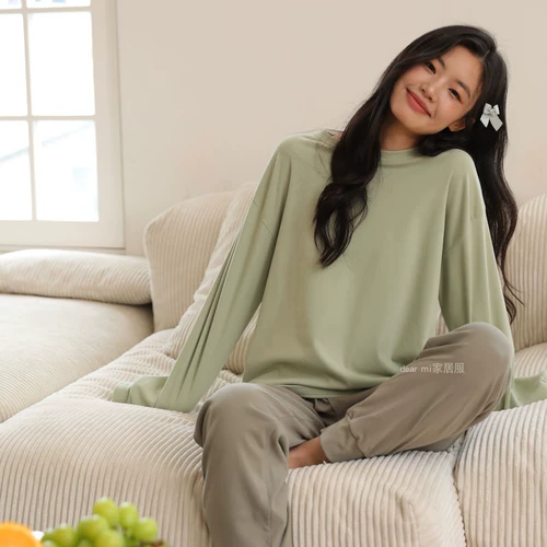 Кремовый мусс, осенняя пижама, удерживающий тепло цветной демисезонный бархатный лонгслив для влюбленных