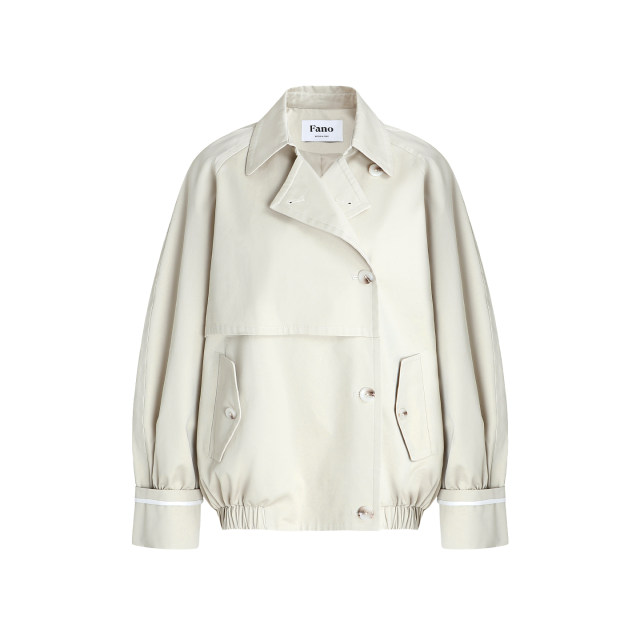 Fano detail-controlled design asymmetric loose-leaf raglan sleeve short windbreaker jacket for women 2026 ພາກຮຽນ spring ຮູບແບບໃຫມ່