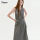 Fan Luo Fano Retro Retro Relaxed Black and White Plaid Dress Women's 2026 Summer Style New Dress A-Line Cut Shoulder-cut