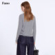 Fan Luo French minimalist style raw edge imitation cashmere T-shirt