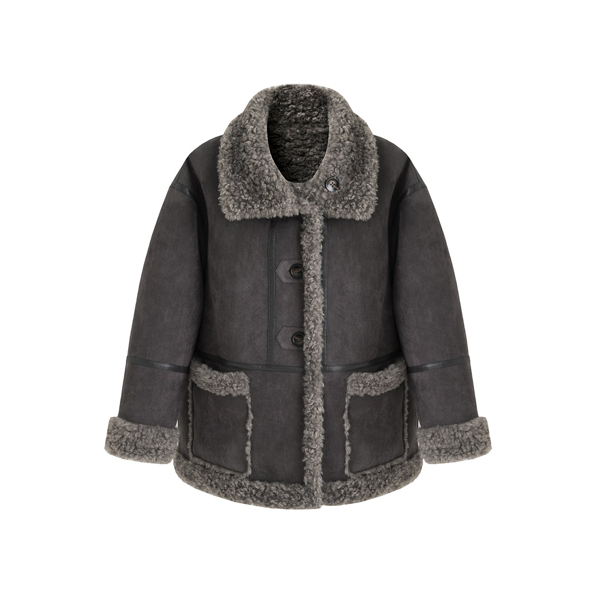 范洛法式复古烟灰色皮毛一体外套女2025冬季新款高级感保暖上衣,淘宝优惠券,粉丝福利购,淘宝优惠卷