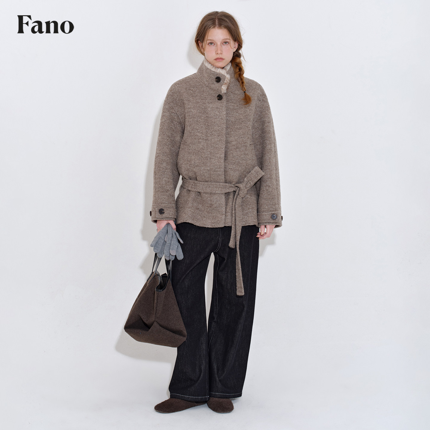 范洛Fano 松弛质感70绵羊毛蓬松杂驼拼毛领单面呢外套女大衣冬季,淘宝优惠券,粉丝福利购,淘宝优惠卷