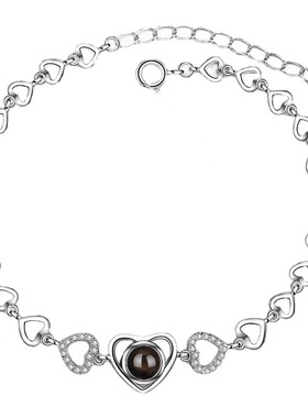 钛钢新款全球流行投影手链女定制照片爱心纳米微雕520生日礼定制