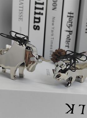 牛气冲天摆件牛熊斗金属摆件