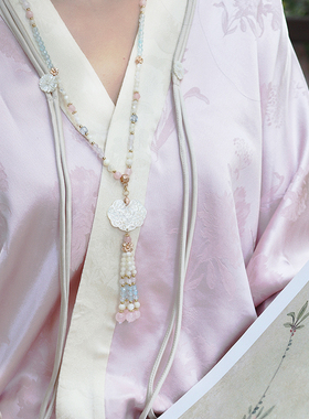 吉祥如意天然蝶贝水晶流苏项链