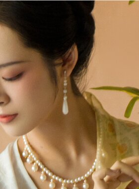 幽兰中国风玉兰花耳环