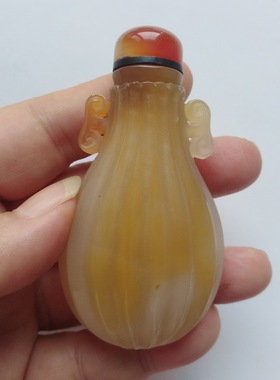 玛瑙人物渔翁雕刻观赏收藏手把件