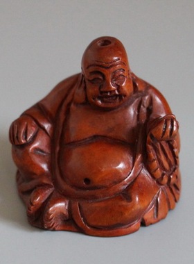 黄杨木雕摆件灵芝葫芦弥勒佛复古