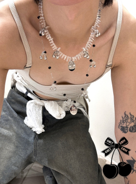 OSITERM白水晶樱桃项链原创设计串珠饰品小众设计感男女首饰