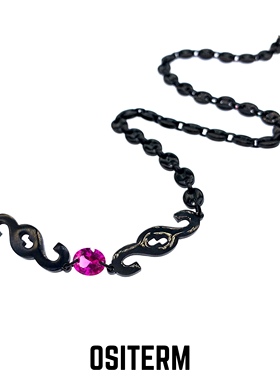 OSITERM粉钻黑锁扣项链宝石古巴链男女饰品四季搭配pink色原创