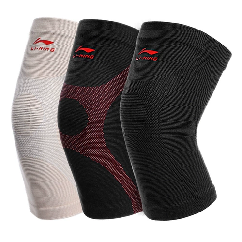 Li Ning, мужские спортивные баскетбольные профессиональные наколенники, тонкие гетры для бадминтона, комплект, снаряжение, для бега
