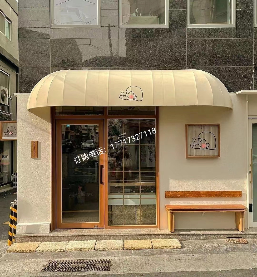 上海安装固定梯形篷网红咖啡厅店铺遮阳棚户外伸缩式雨棚门头西瓜