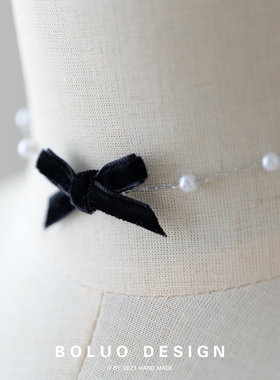 菠萝手作珍珠蝴蝶结颈链买3免1