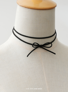 菠萝手作叠戴麂皮绒蝴蝶结choker
