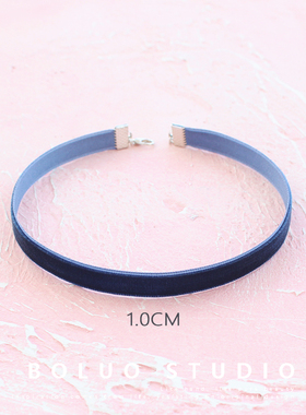 蓝色丝绒韩国简约百搭颈ins项圈