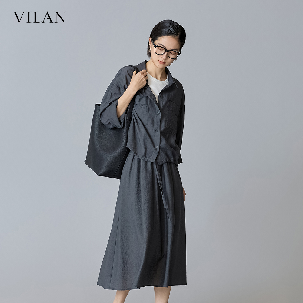 vilan/慧兰半身裙女夏季长裙新款大摆裙天丝白色高腰气质仙女森系 - 图1