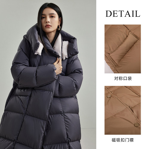 vilan/慧兰白鹅绒长款过膝羽绒服保暖连帽外套女 2025冬季新款 - 图2