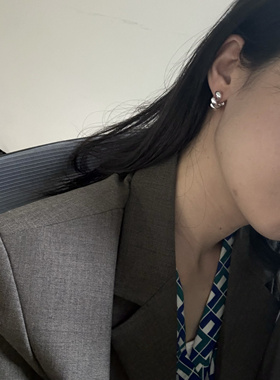 925银镂空麻花耳饰个性简约几何圆圈时尚饰品韩系女高级hoop耳圈