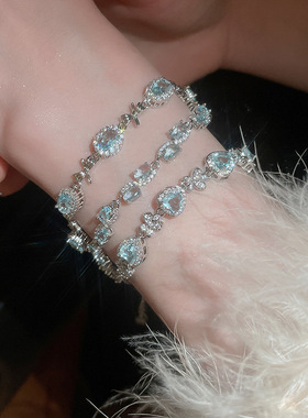 欧美跨境方形爱心花朵锆石手链轻奢高级感手环时尚气质百搭手饰女