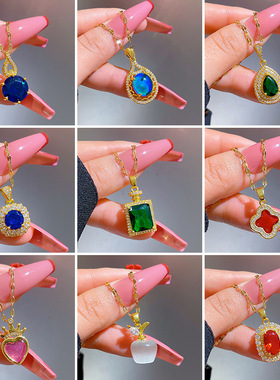 【钛钢】个性小众设计网红气质保色真金吊坠项链女ins简约项链