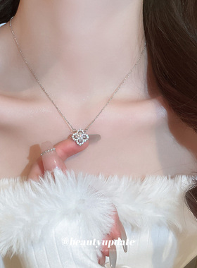 韩国锆石花朵项链小众设计ins风锁骨链轻奢高级感颈链项饰批女