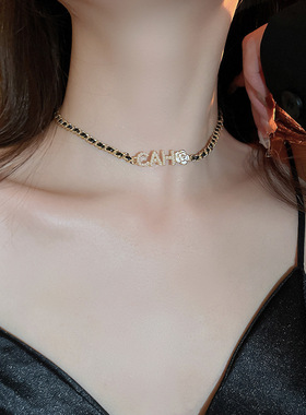 法式褶皱吊坠珍珠项链轻奢高级感锁骨链女时尚气质项饰设计感小众