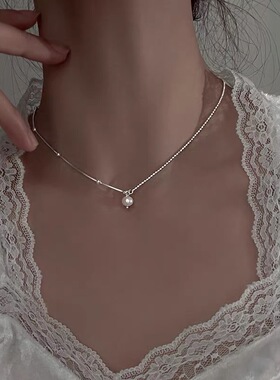 素创S925纯银蝴蝶结锆石项链女甜美气质ins百搭小红书同款锁骨链