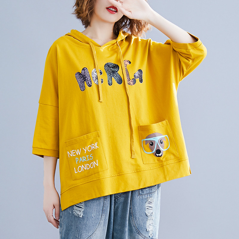夏季新款字母卡通落肩帽衫休闲卫衣 衣恋红唇卫衣/绒衫