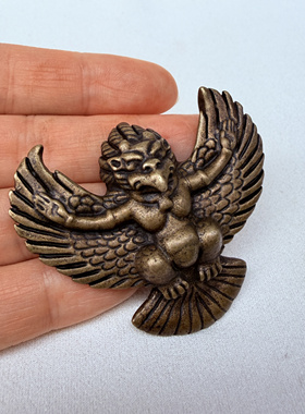 仿古藏式藏传黄利玛铜金翅大鹏鸟挂件配饰吊坠