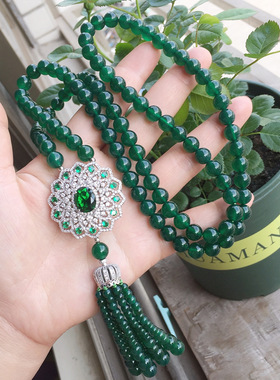 复古民族风太阳花红宝石长款项链