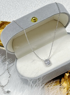 2024新款时尚女性莫桑项链简约几何图案镶嵌S925纯银饰品锁骨链