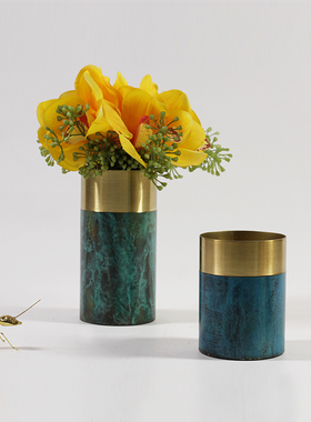 印度珐琅彩金属圆盘花瓶创意装饰