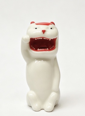 不仁斋薛继业中号招财猫陶瓷手绘摆件