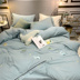 Nhỏ tươi trẻ em giặt bông bốn mảnh cotton thêu khủng long dễ thương bé trai giường 1,5 / 1,8m - Bộ đồ giường bốn mảnh chăn ra gối Bộ đồ giường bốn mảnh