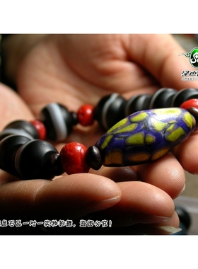 lssp绿色石品p一线老琉璃手链