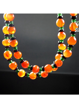 实物拍照wp1293 不还价 实拍清代红色老玛瑙圆珠锁骨项链